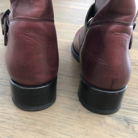 Pierre Hardy Mid Calf Harness Leather Boots w Buckle Detail Burgundy Sz 9 - Picture 11 of 14